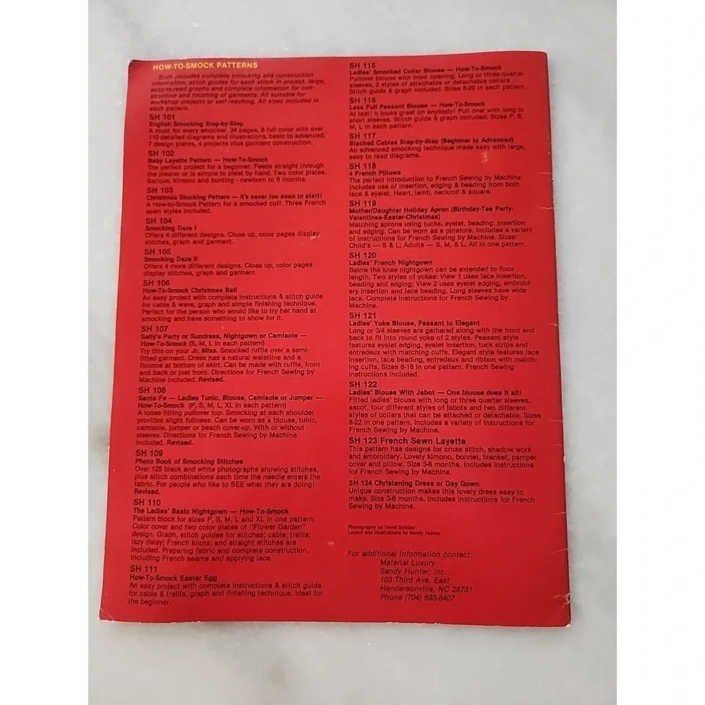 The Photo Book of Smocking Stitches, by Sandy Hunter  (SH 109)